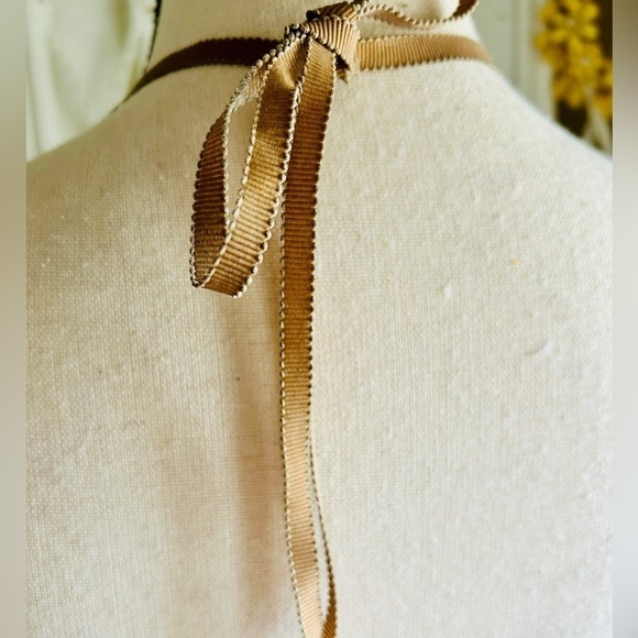 Necklace Crystal and Bead Clusters Two Strand Ribbon Tie - Picture 7 of 13